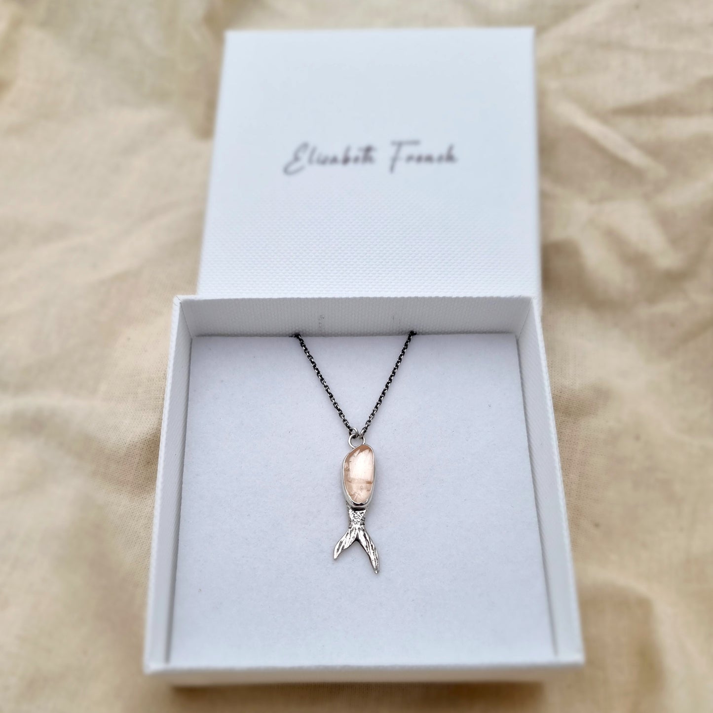 Snapper Tail Necklace - Rose Quartz & Sterling Silver