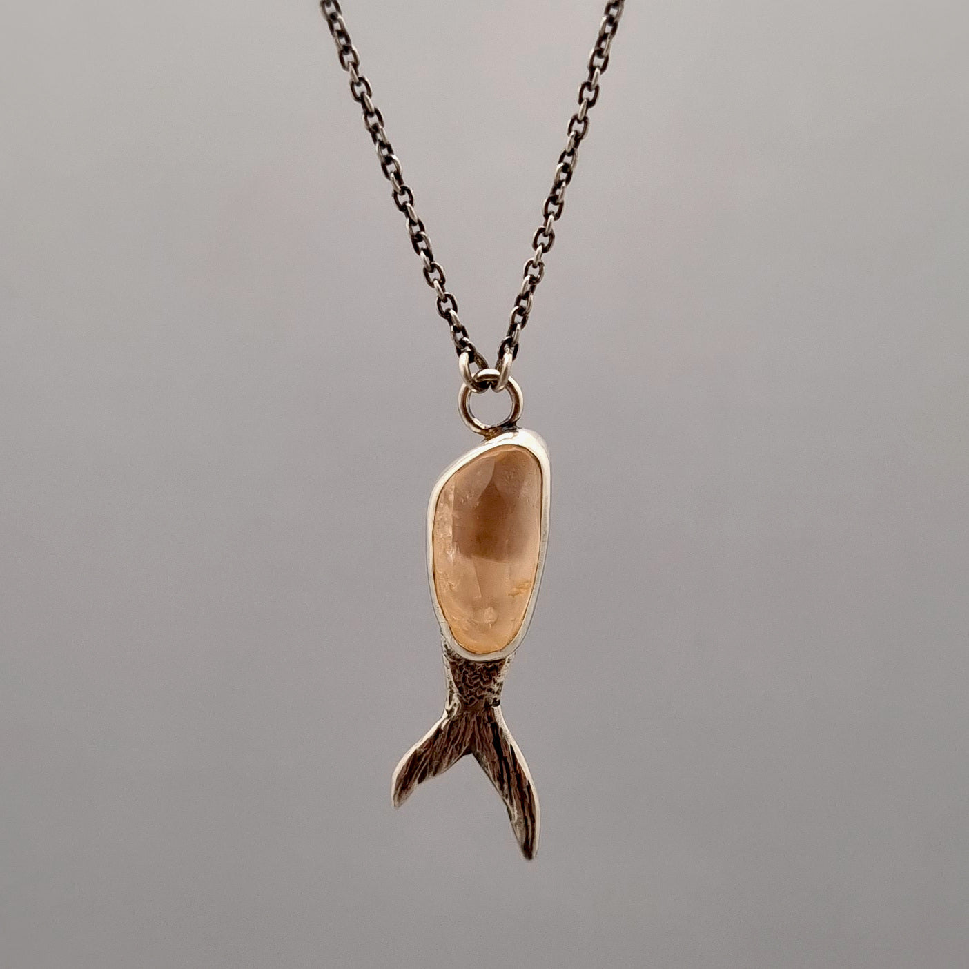 Snapper Tail Necklace - Rose Quartz & Sterling Silver