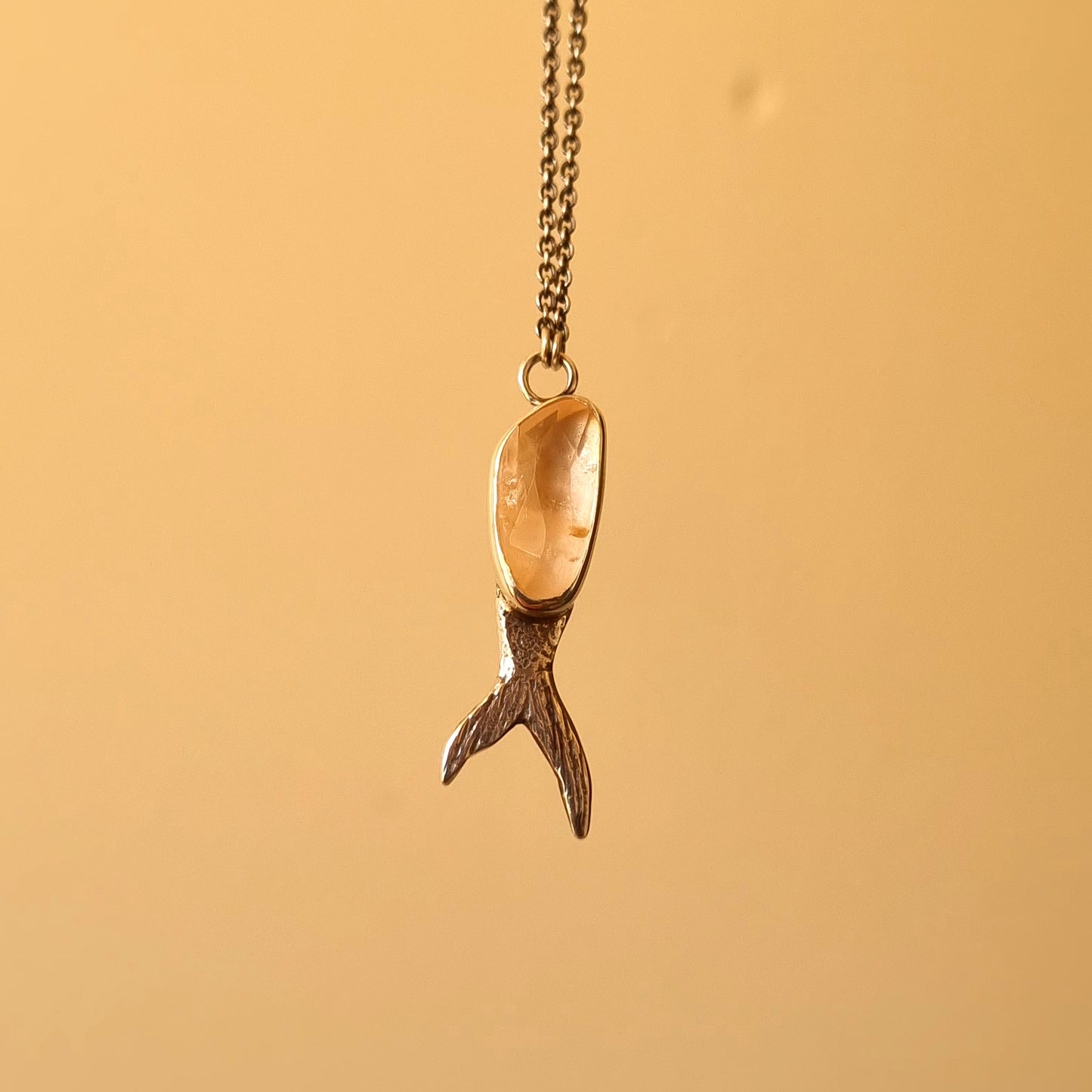 Snapper Tail Necklace - Rose Quartz & Sterling Silver