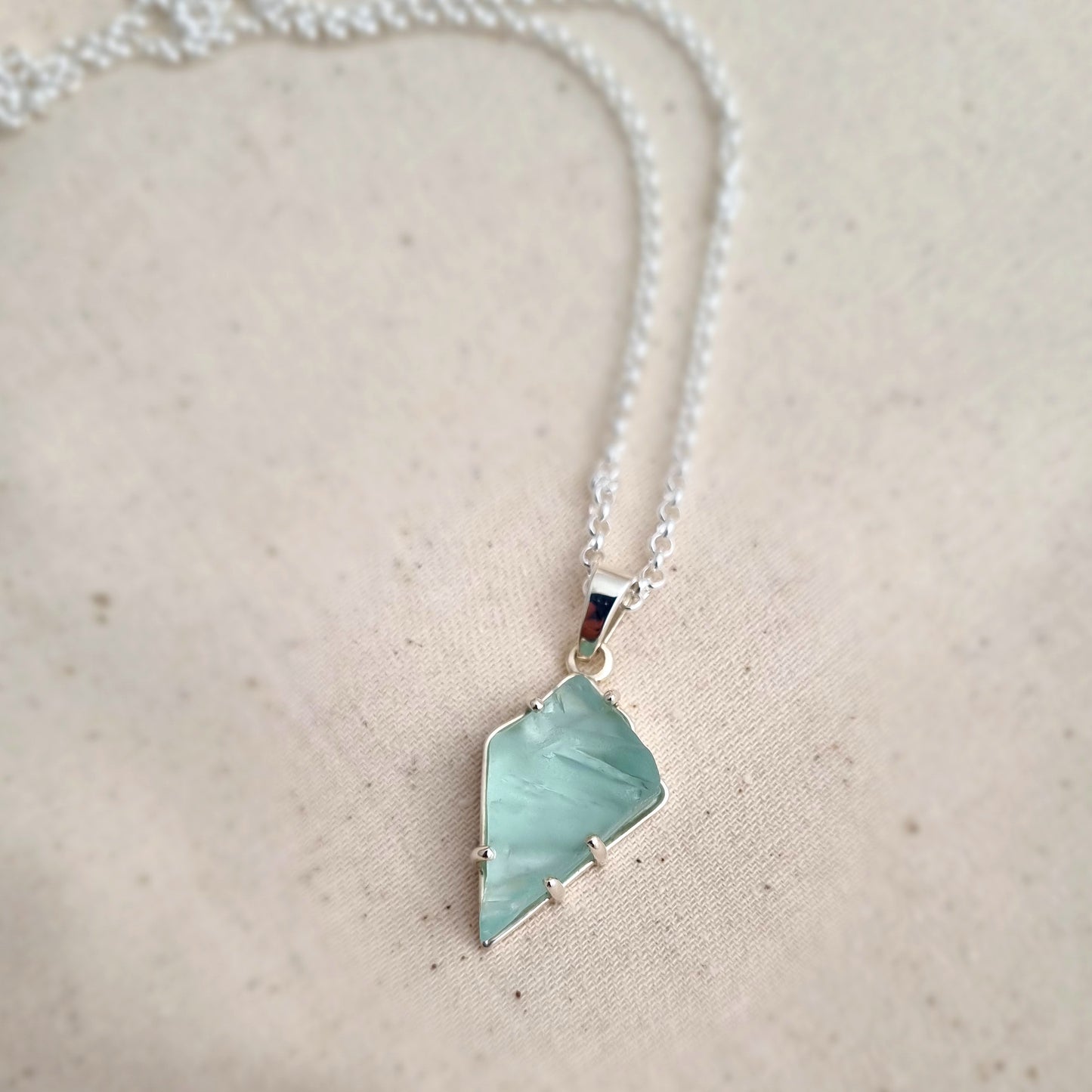 Aquamarine-Blue Sea Glass Necklace