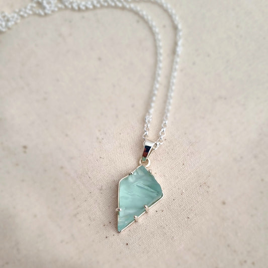 Aquamarine-Blue Sea Glass Necklace