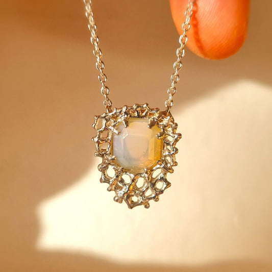 Opal coral roke kanae necklace silver Elizabeth french jewellery 