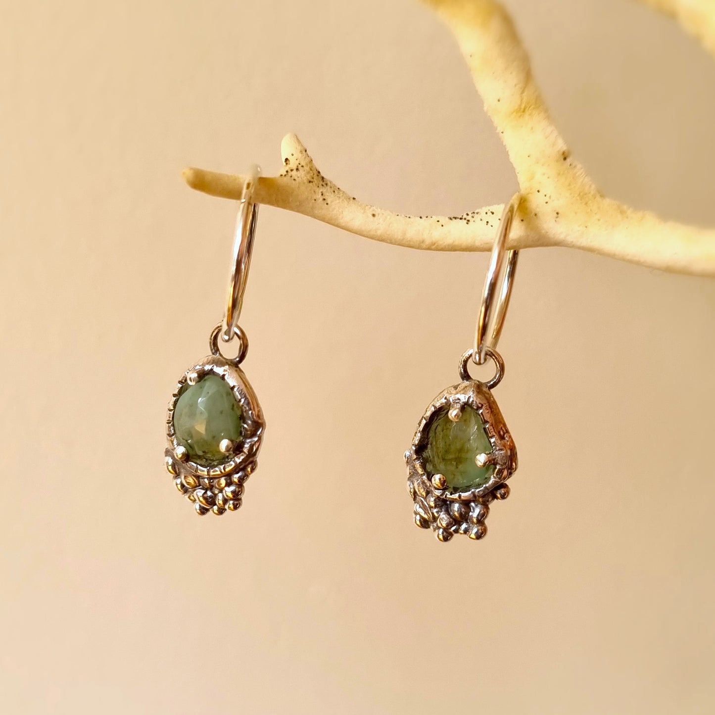 Selene Earrings - Emerald & Sterling Silver