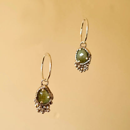 Selene Earrings - Emerald & Sterling Silver