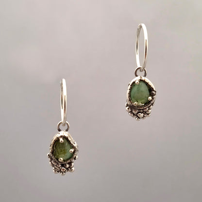 Selene Earrings - Emerald & Sterling Silver