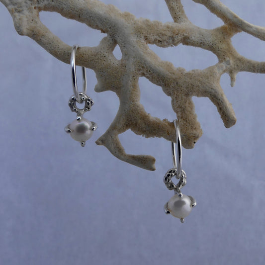 Sterling Silver Sea-Sponge Pearl Earrings