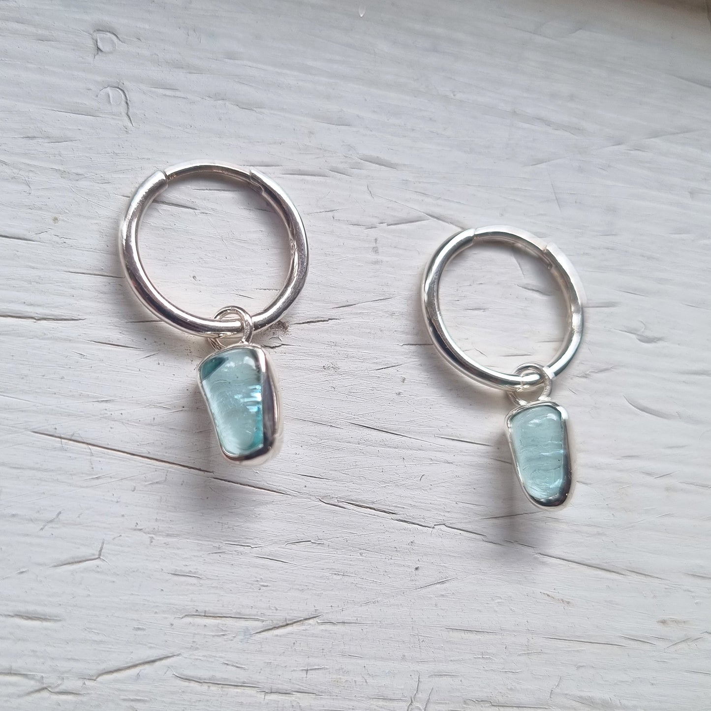 Clear Moana Blue Glass Huggie Earrings