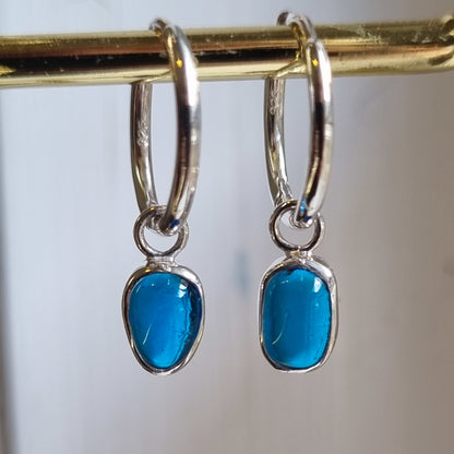 Rockpool Blue Glass Huggie Earrings