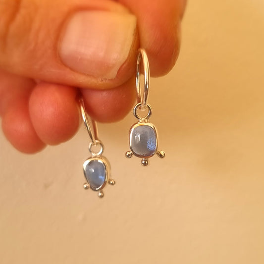 Sterling Silver Siren Blue Glass Earrings
