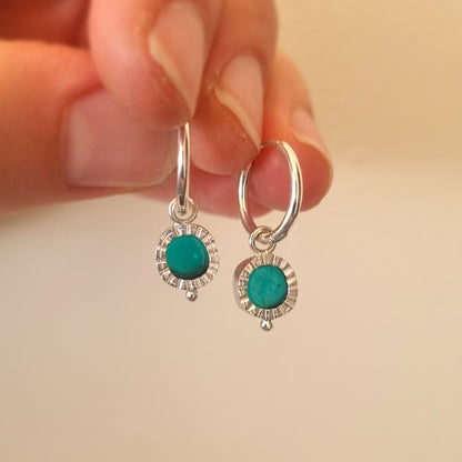 Sterling Silver Tidepool Teal Glass Earrings