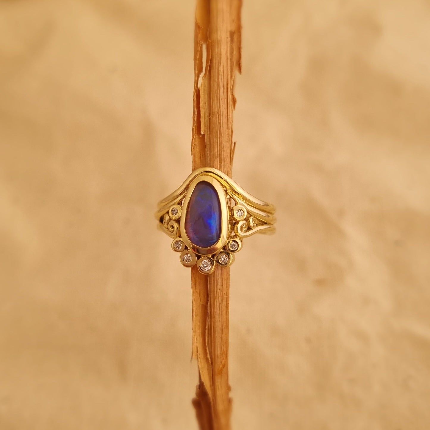opal diamond koru 9ct yellow gold engagement ring elizabeth french jewellery 4