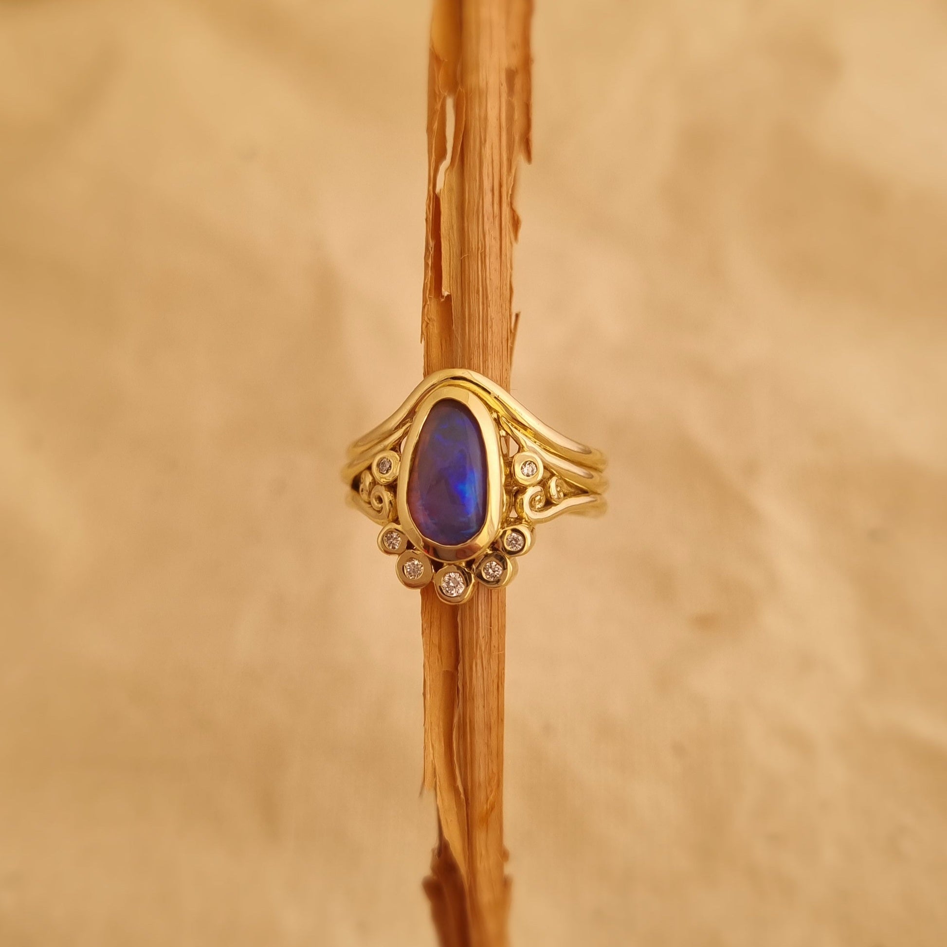 opal diamond koru 9ct yellow gold engagement ring elizabeth french jewellery 4