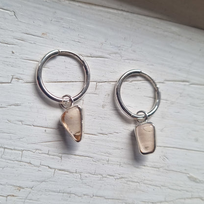 Anemone Pink Glass Huggie Earrings