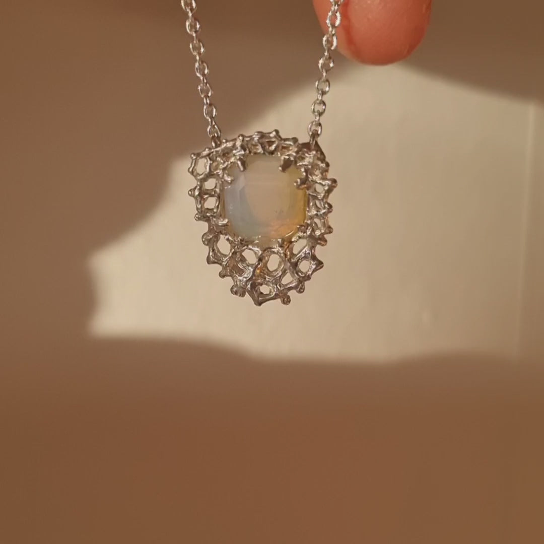 Opal coral roke kanae necklace silver Elizabeth french jewellery video