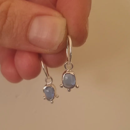 Sterling Silver Siren Blue Glass Earrings