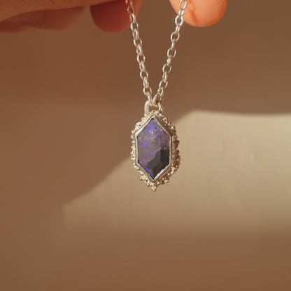 Black Opal & Sterling Silver Seafoam Shoreline Necklace