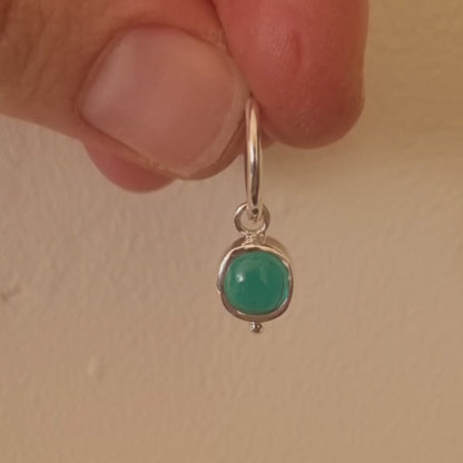 Sterling Silver Tidepool Teal Glass Earrings