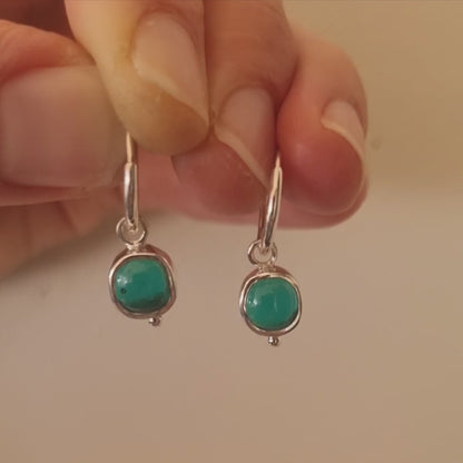 Sterling Silver Tidepool Teal Glass Earrings