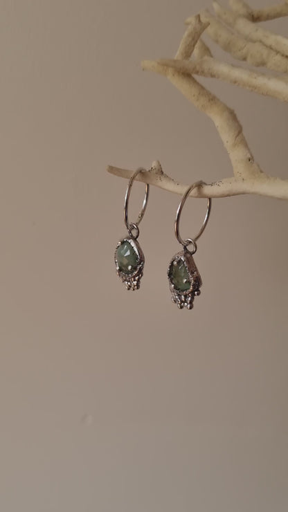 Selene Earrings - Emerald & Sterling Silver