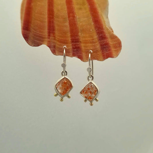 Rose-Cut Sunstone Drop Earrings