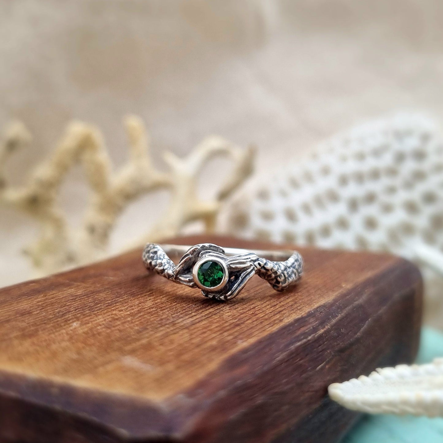 Mermaid Tail Ring – Green Tourmaline | Sterling Silver