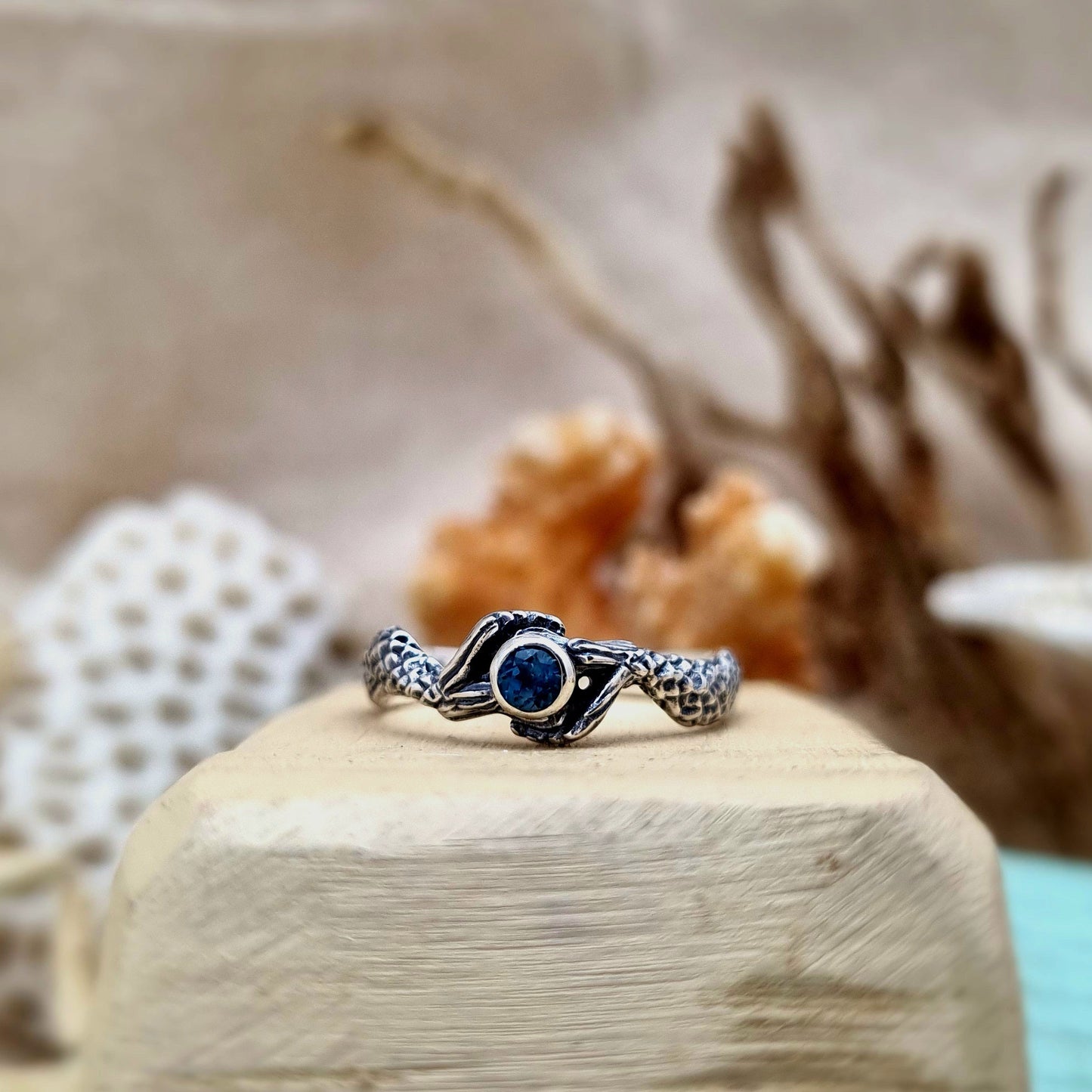 Mermaid Tail Ring – Blue Topaz | Sterling Silver