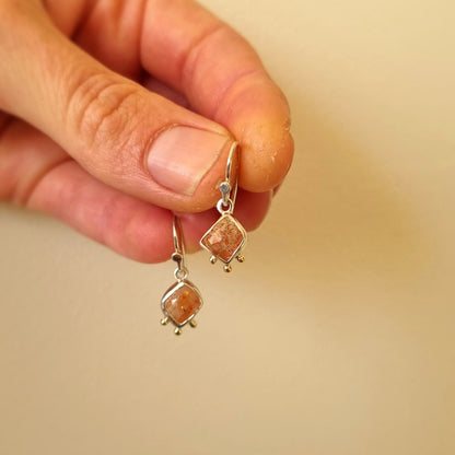 Rose-Cut Sunstone Drop Earrings