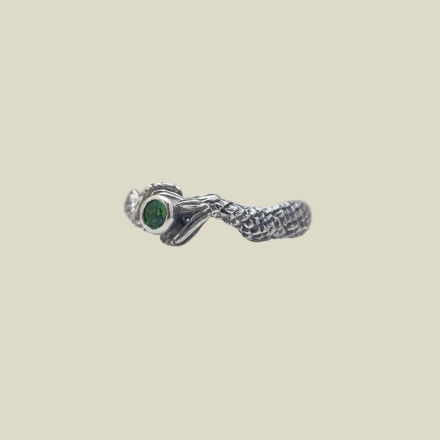 Mermaid Tail Ring – Green Tourmaline | Sterling Silver